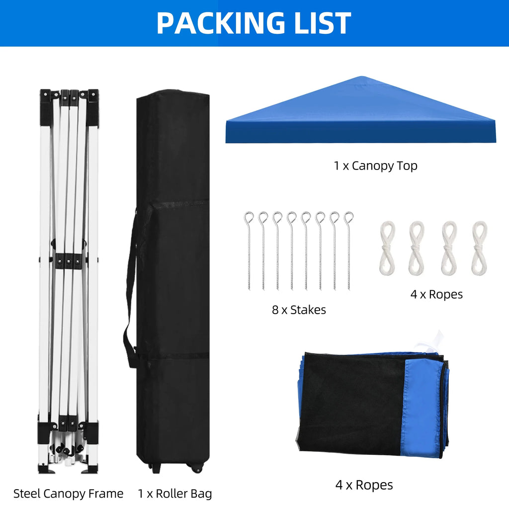 10x10 ft Pop Up Canopy Tent with Netting Mesh Sidewalls and Carry Bag Q240109