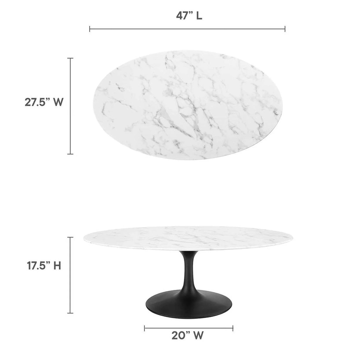 48" Oval Top Metal Coffee Table Y60956