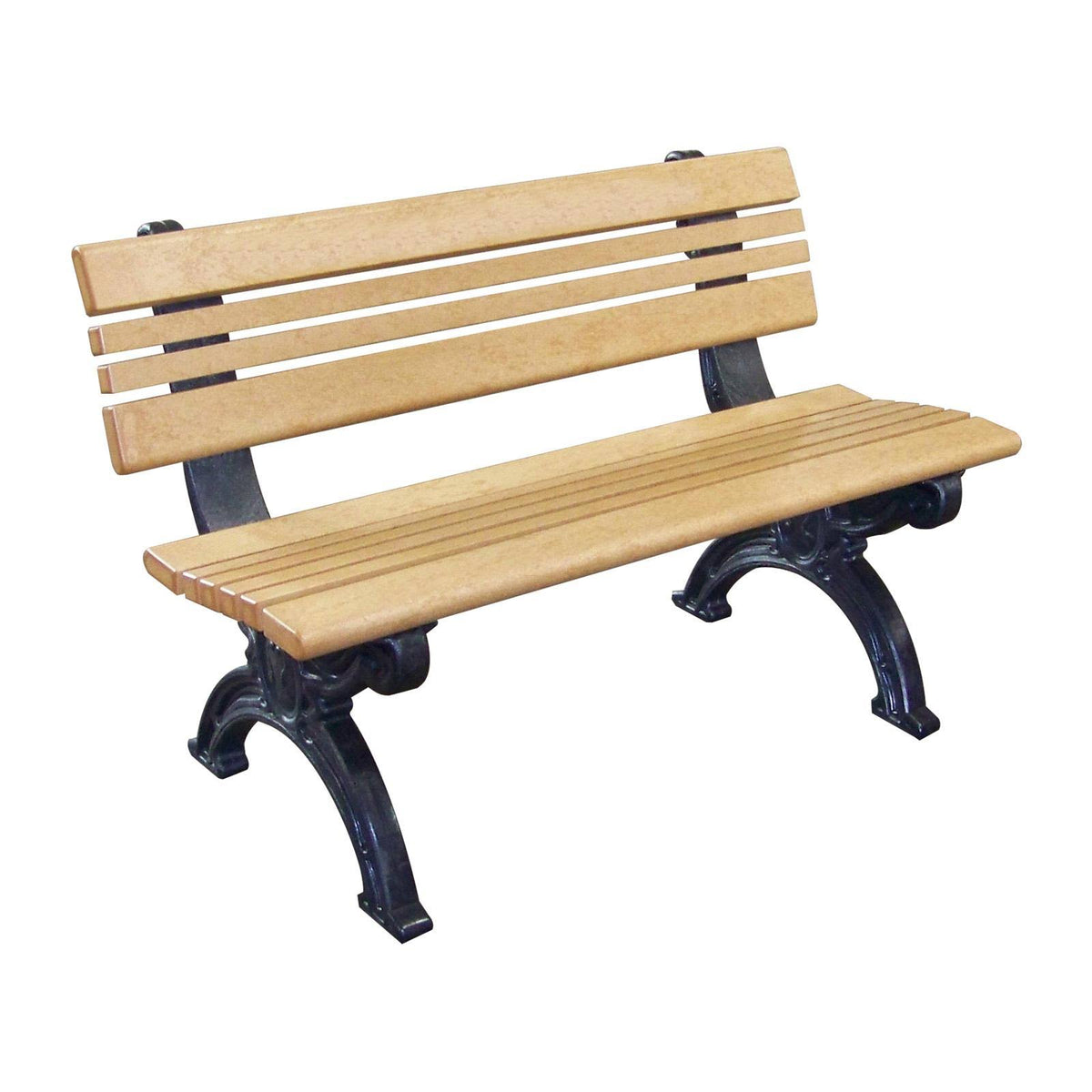 Recycled Plastic Armless Bench with Back Brown Z717270