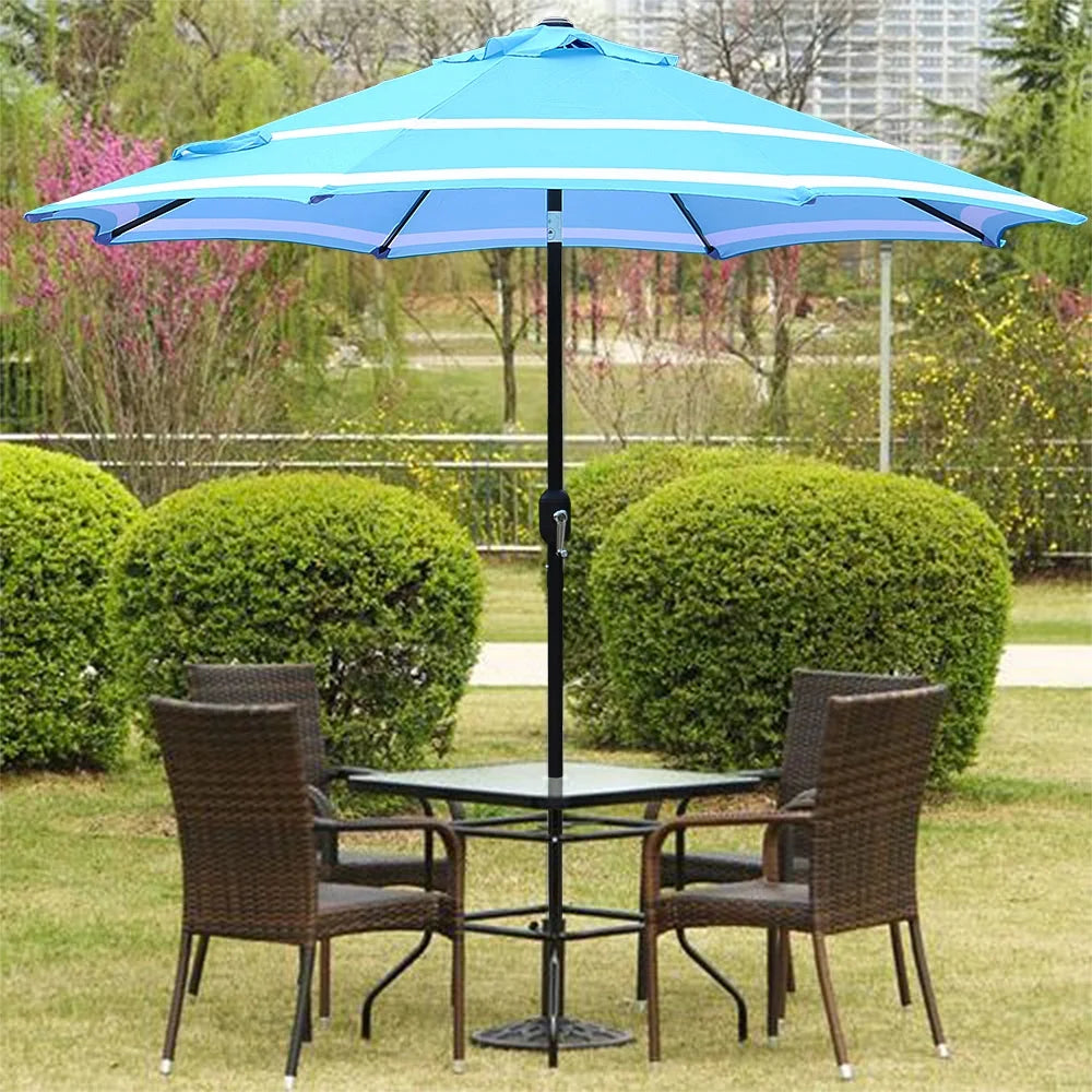 9FT Aqua & White Stripe Umbrella B471