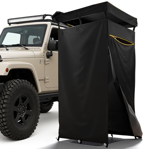 Shower Tent with Roof Rack, Foldable Floor Mat, LED Light Strip, 3.3ft*3.3ft*5.5ft Y85292
