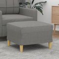 Fabric Padded Ottoman with Wood Legs Stool Y490107