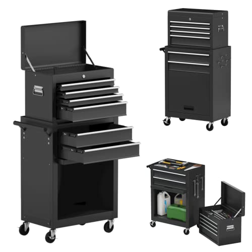 Rolling Tool Chest Cabinet with Wheels and Lock, 6 Drawers H825