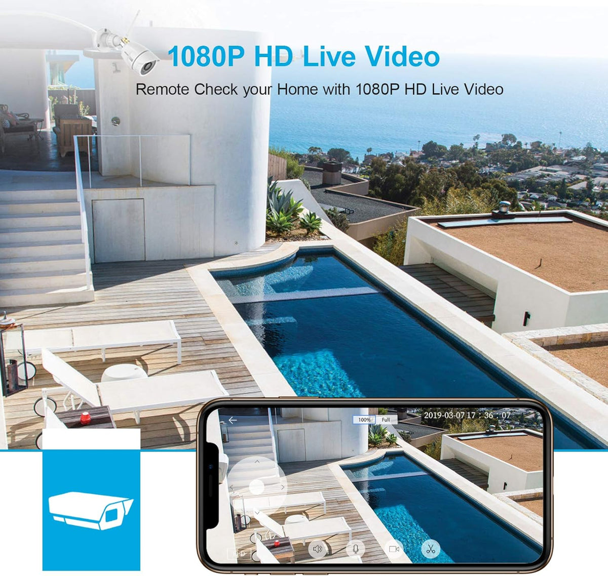 1080P Wireless WiFi Outdoor Security Camera 2 Pack I9483