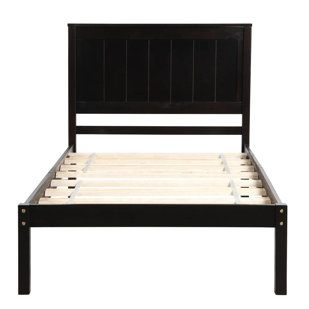 Twin Size Wood Platform Bed Frame with Headboard S481