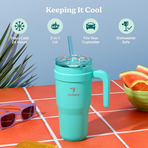 40 oz Vacuum Insulated Stainless Steel Tumbler with Handle O7673