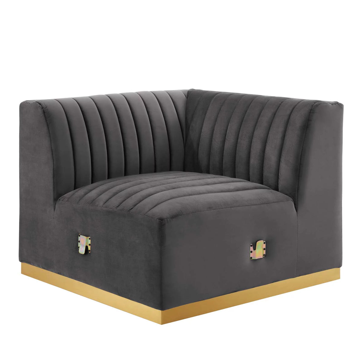 Gold Gray Performance Velvet Left Corner Chair D8065