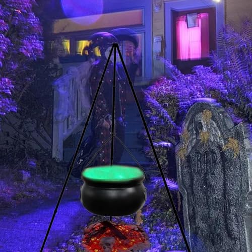 Black Plastic Cauldron with Tripod Stand L367024