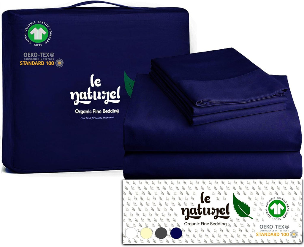 Organic White Cotton Sateen Sheets California King Deep Pocket 300 Thread Count Pack of 2 I1241