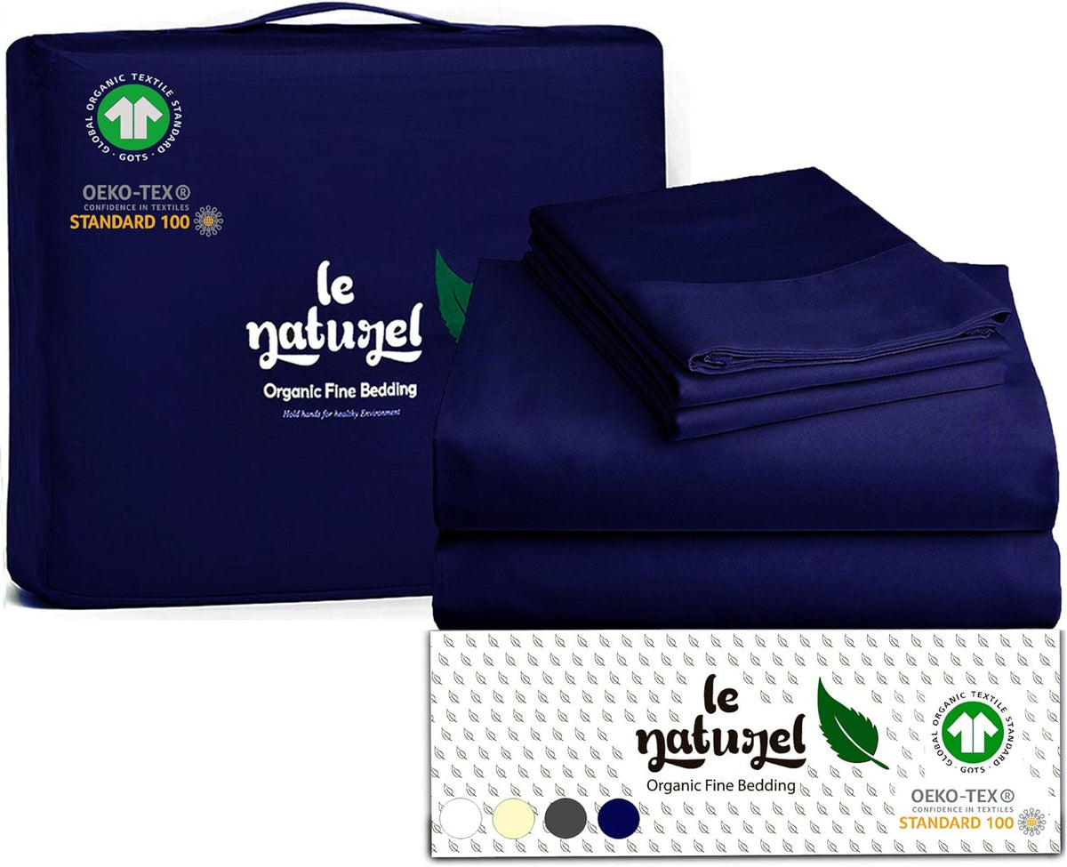 Organic White Cotton Sateen Sheets California King Deep Pocket 300 Thread Count Pack of 2 I1241