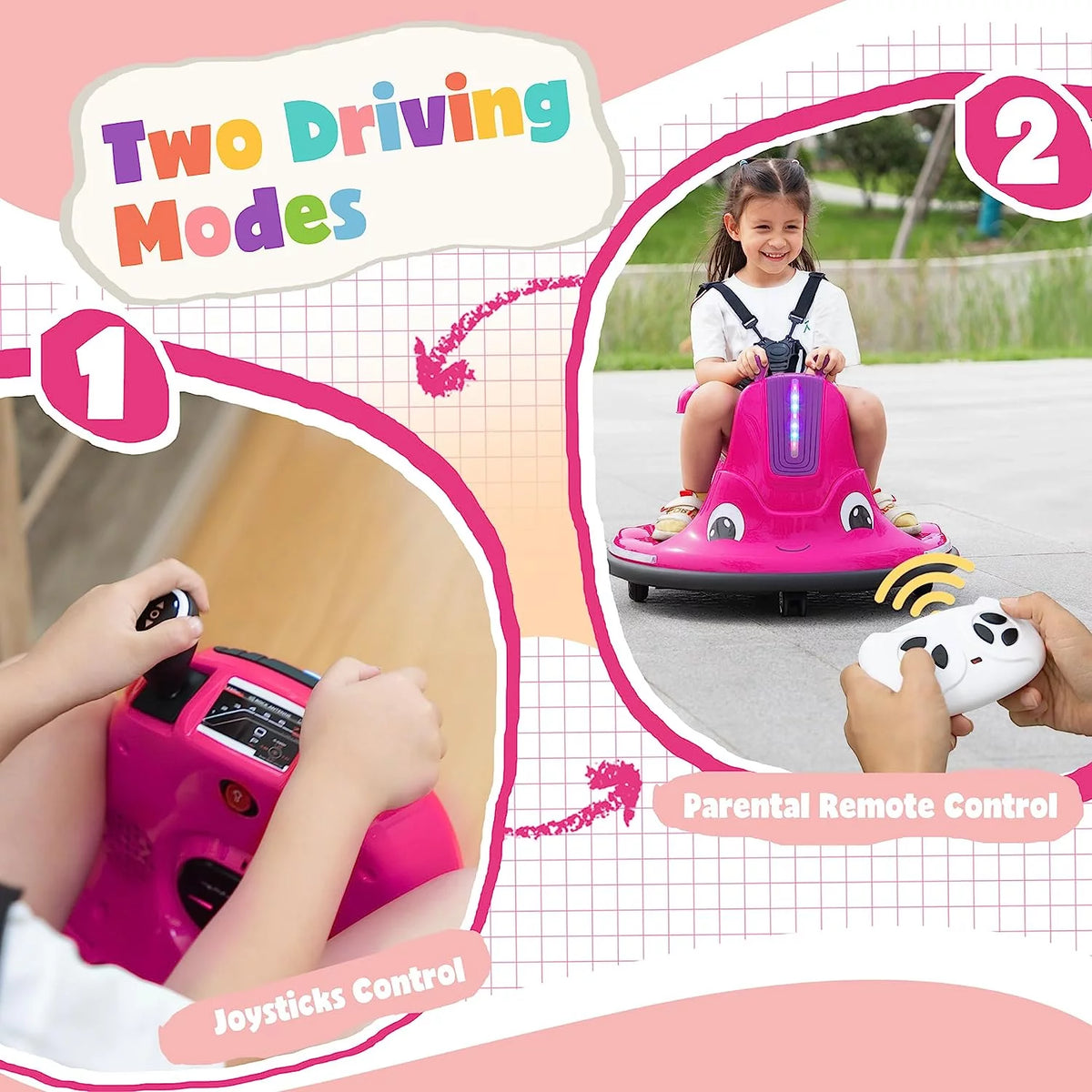 12V Kids Bumper Car with Remote Control LED Lights K445583