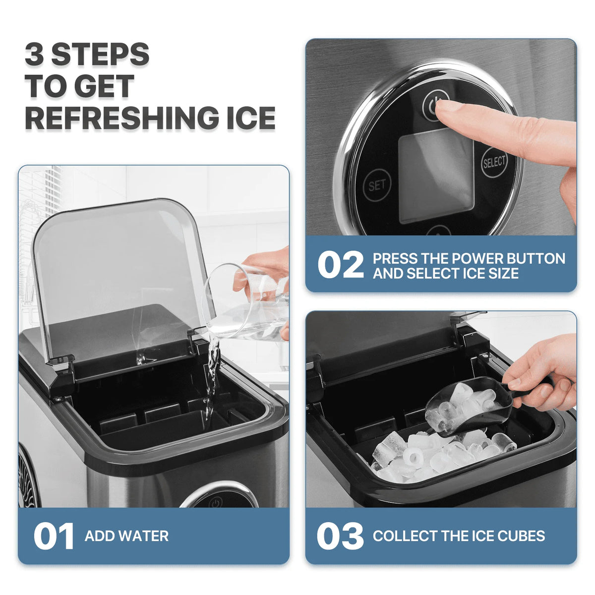 Countertop Portable Ice Maker Machine with Ice Scoop and Basket, Black R728