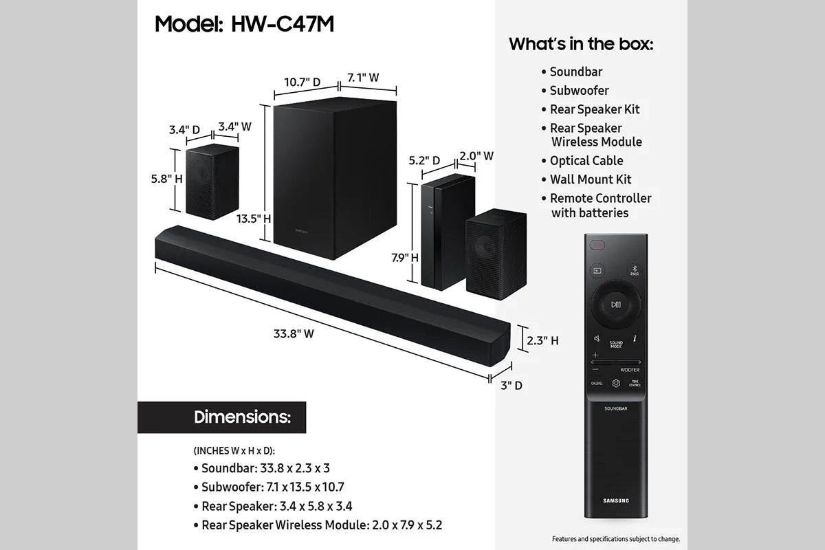 Soundbar & Rear Speakers with Subwoofer B99349