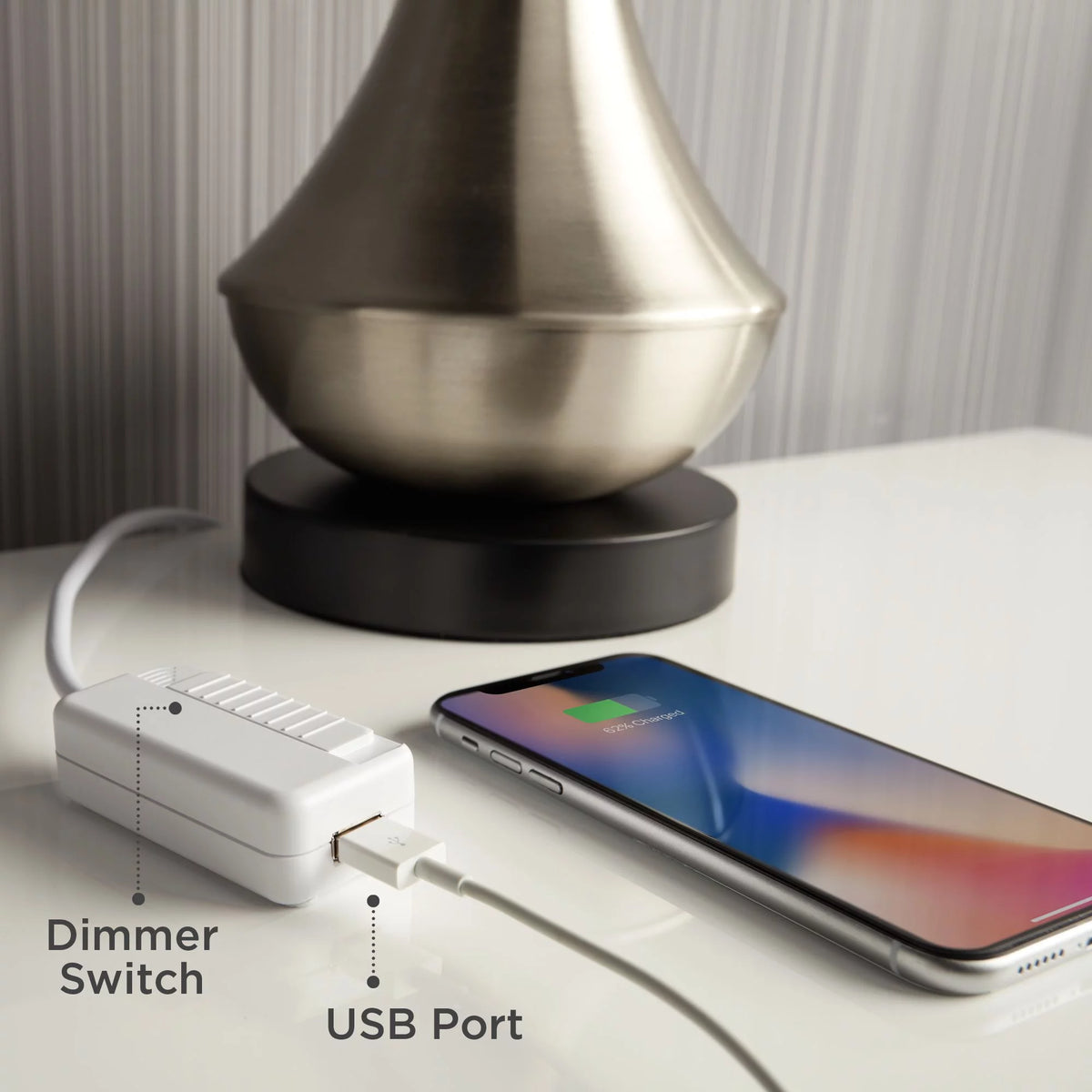 Table Lamp with USB Charging Port 28" Tall Linen Drum Shade W814
