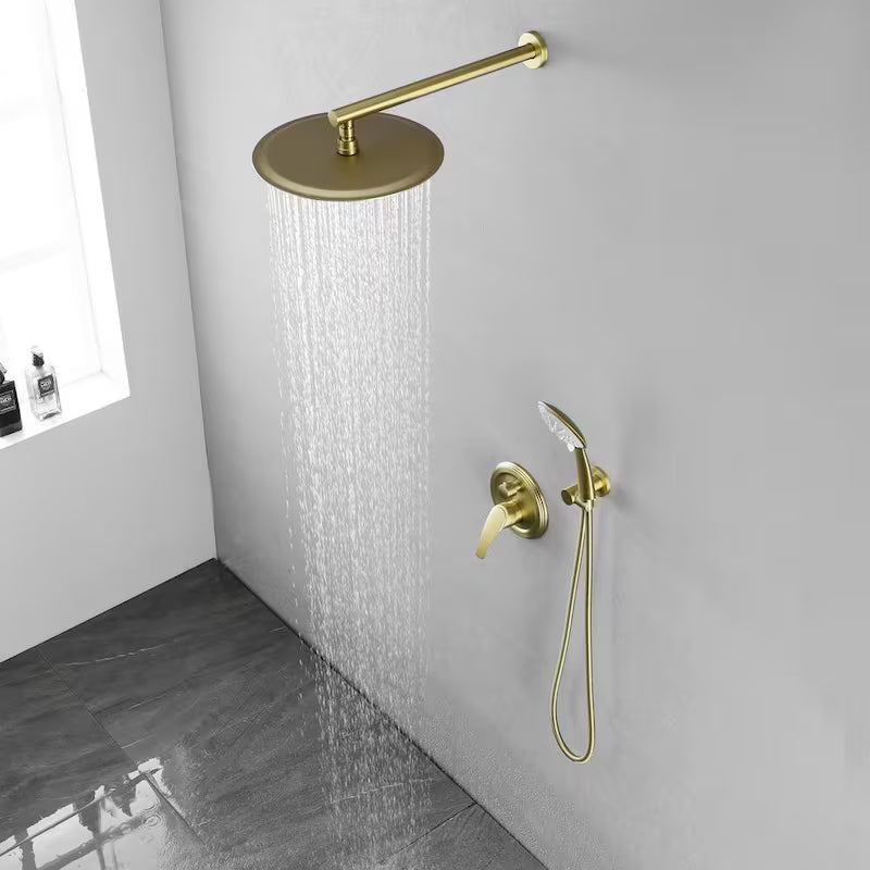 Wall Mount Dual Shower Heads with Valve in Brushed Gold J688231