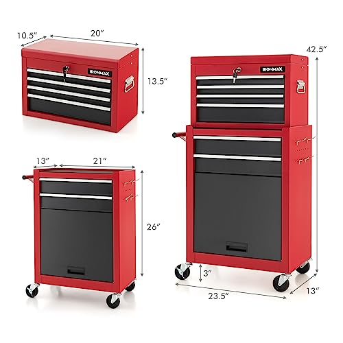 Rolling Tool Chest Cabinet with Wheels and Lock, 6 Drawers H825