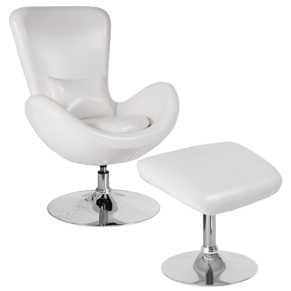 Green Fabric Side Reception Chair with Ottoman E980