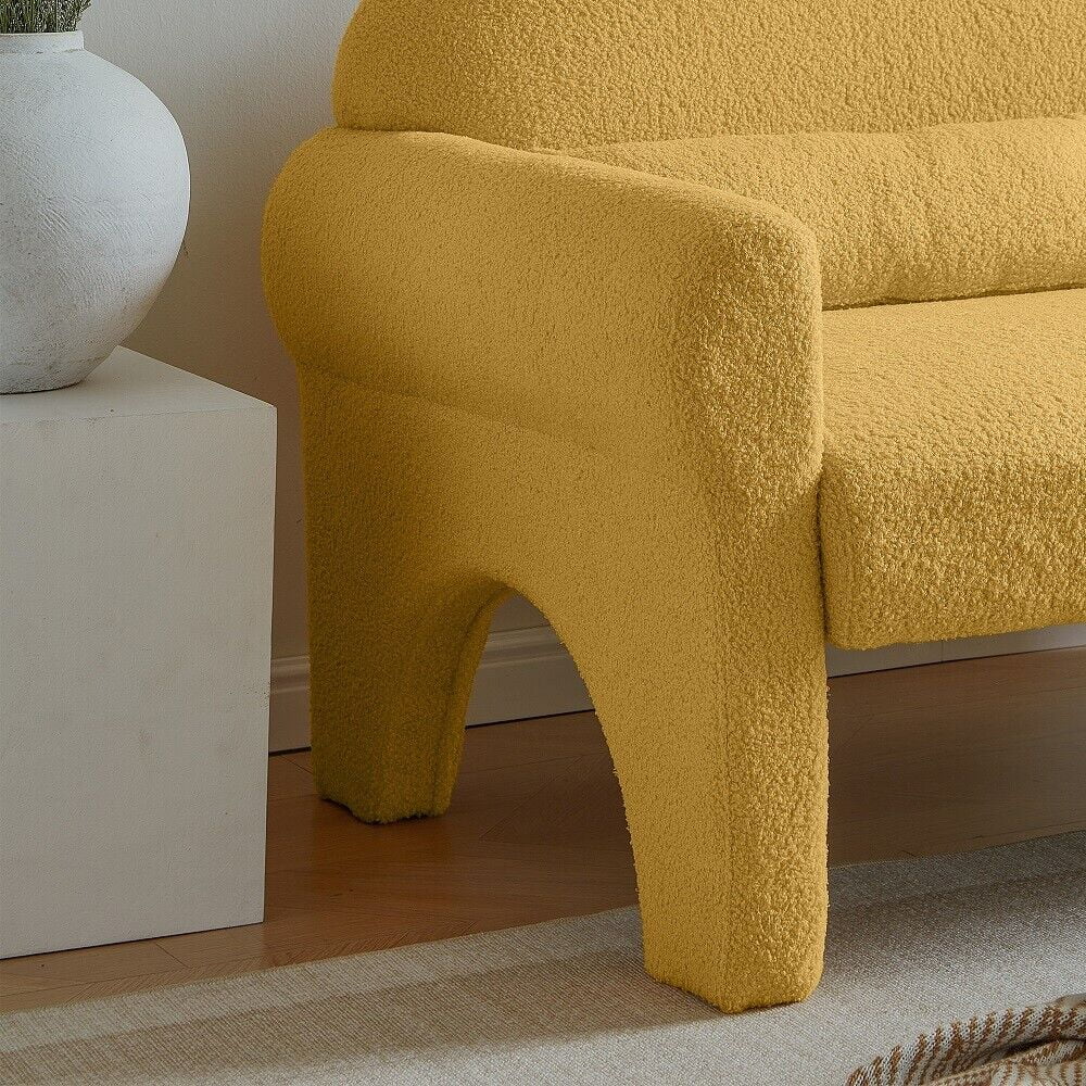 Small Modern Boucle Accent Chair with Lumbar Pillow U350724