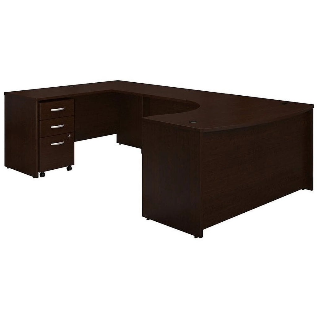 Left Hand U-Shaped Desk with Mobile File Cabinet in Mocha Cherry K1426