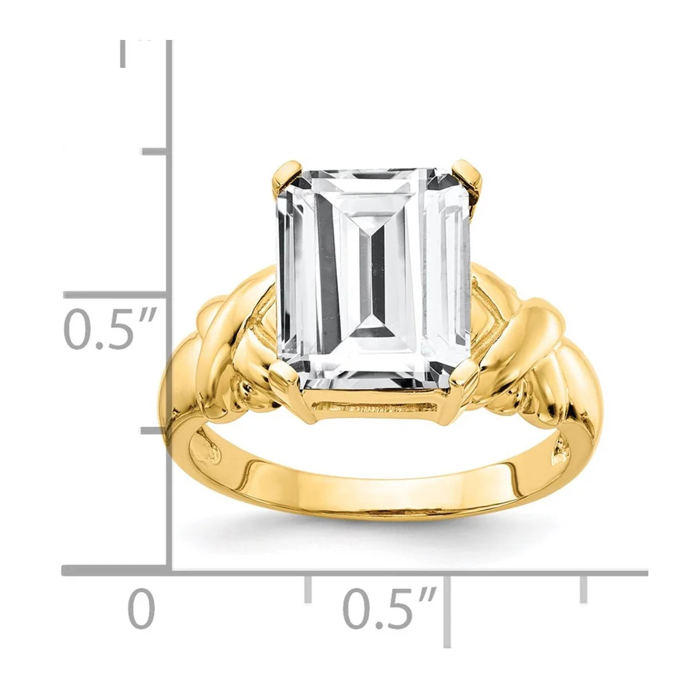 14 Karat Yellow Gold Emerald-cut Cubic Zirconia Ring E50569