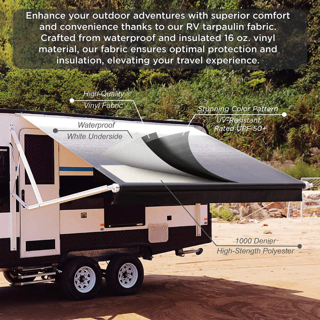 Retractable Motorized 20'X8' RV Patio Canopy Awning Black S1294