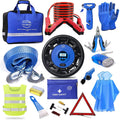 Car Emergency Kit with Air Compressor, Jumper Cable, Tow Strap, Safety Hammer, First Aid Kit G509