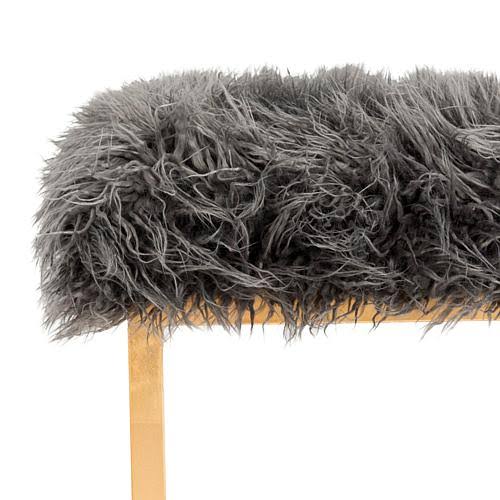 White Faux Sheepkin Square Ottoman R19893